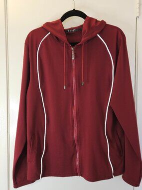 0 to 5 Maroon Jogger Hoodie with Reflective Trim along dart lines, unlined, 3X